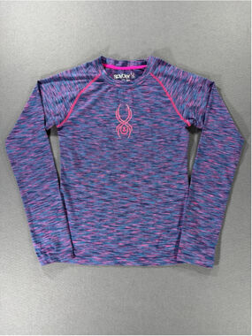 Spyder Girls Youth Large L Long Sleeve Active Shirt Purple Blue Pink Space Dye